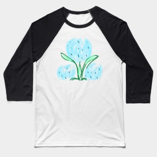 Blue watercolor abstract loose floral art Baseball T-Shirt